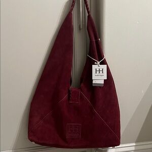 Haute Hippie triangle suede hobo bag